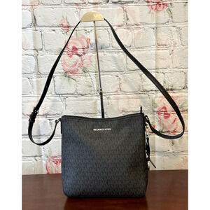 Michael Kors Jet Set Travel Large Messenger Crossbody Black/Gray